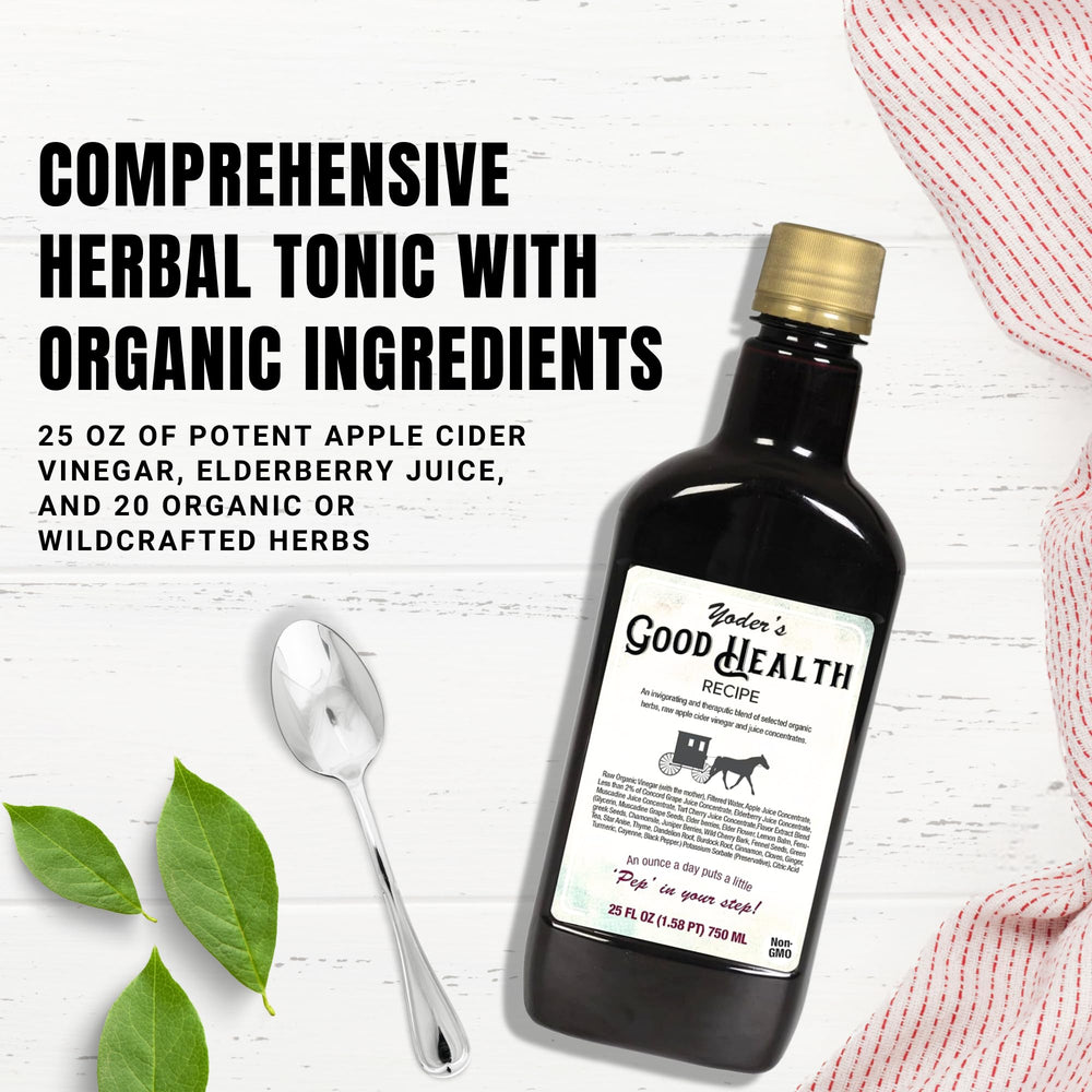 Yoder Naturals Good Health herbal blend image emphasizes wildcrafted herbs for vitality.