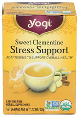 Front of Yogi Tea Organic Sweet Clementine Stress Support Supplement box