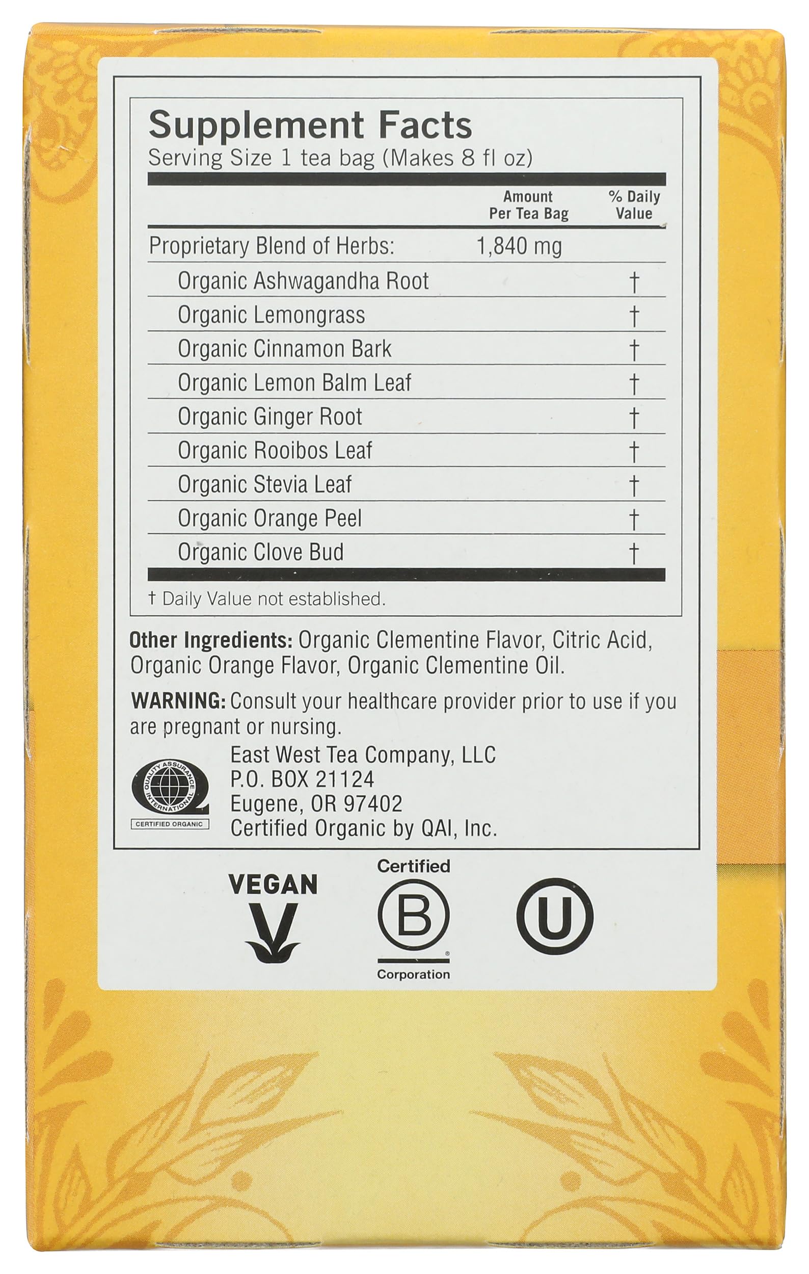 16-count box of Yogi Tea Organic Sweet Clementine Stress Support