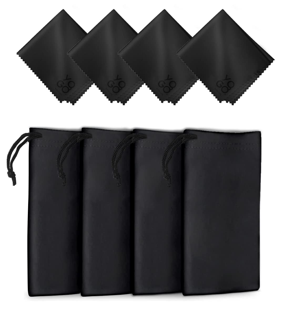 Yogo Vision microfiber glasses pouch in black with drawstring