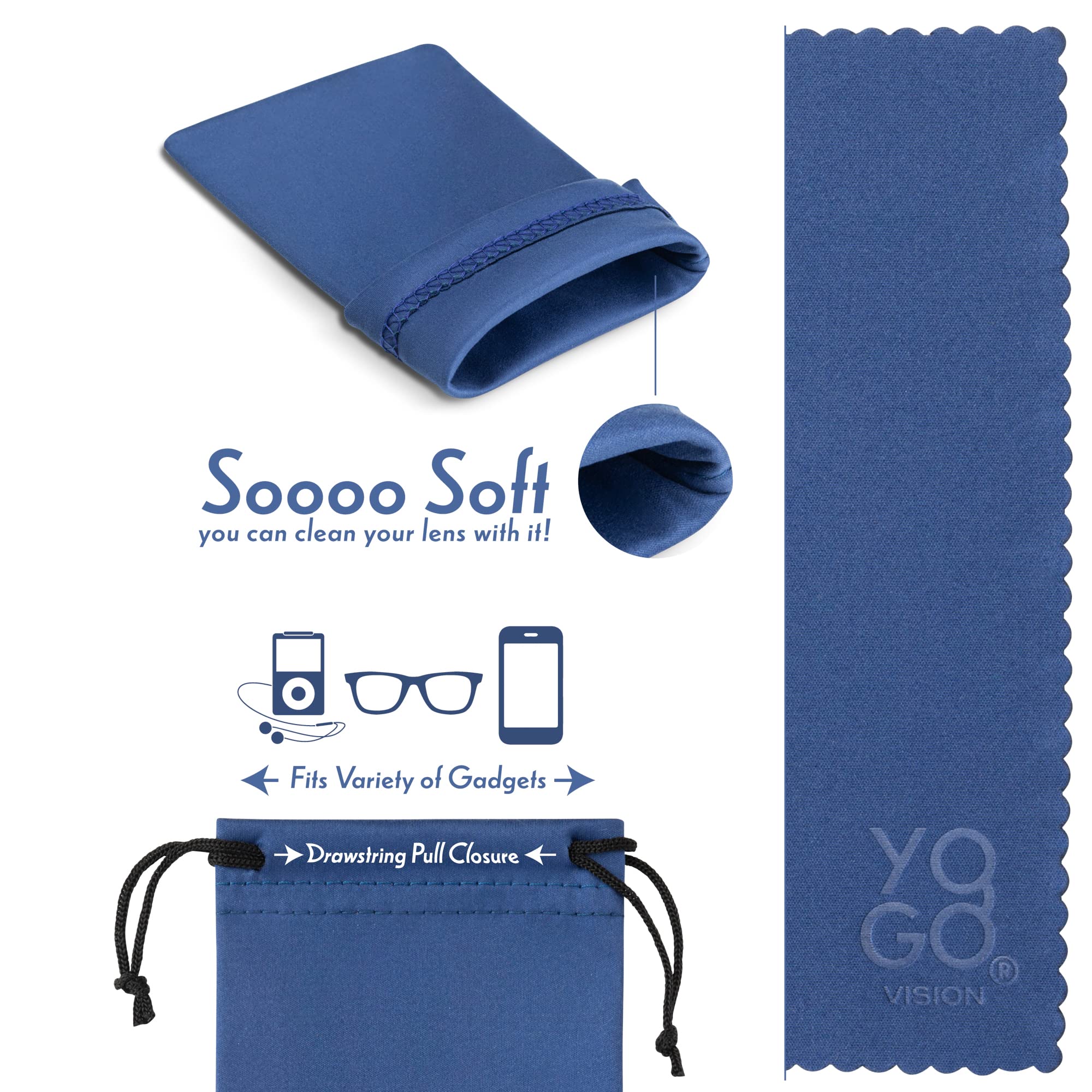 Pouch opened showing space for lens cloth
