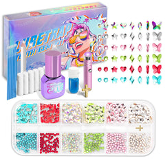 YOLEYUAN Y2K Tooth Gem Kit displaying 600 crystal gems in a tray