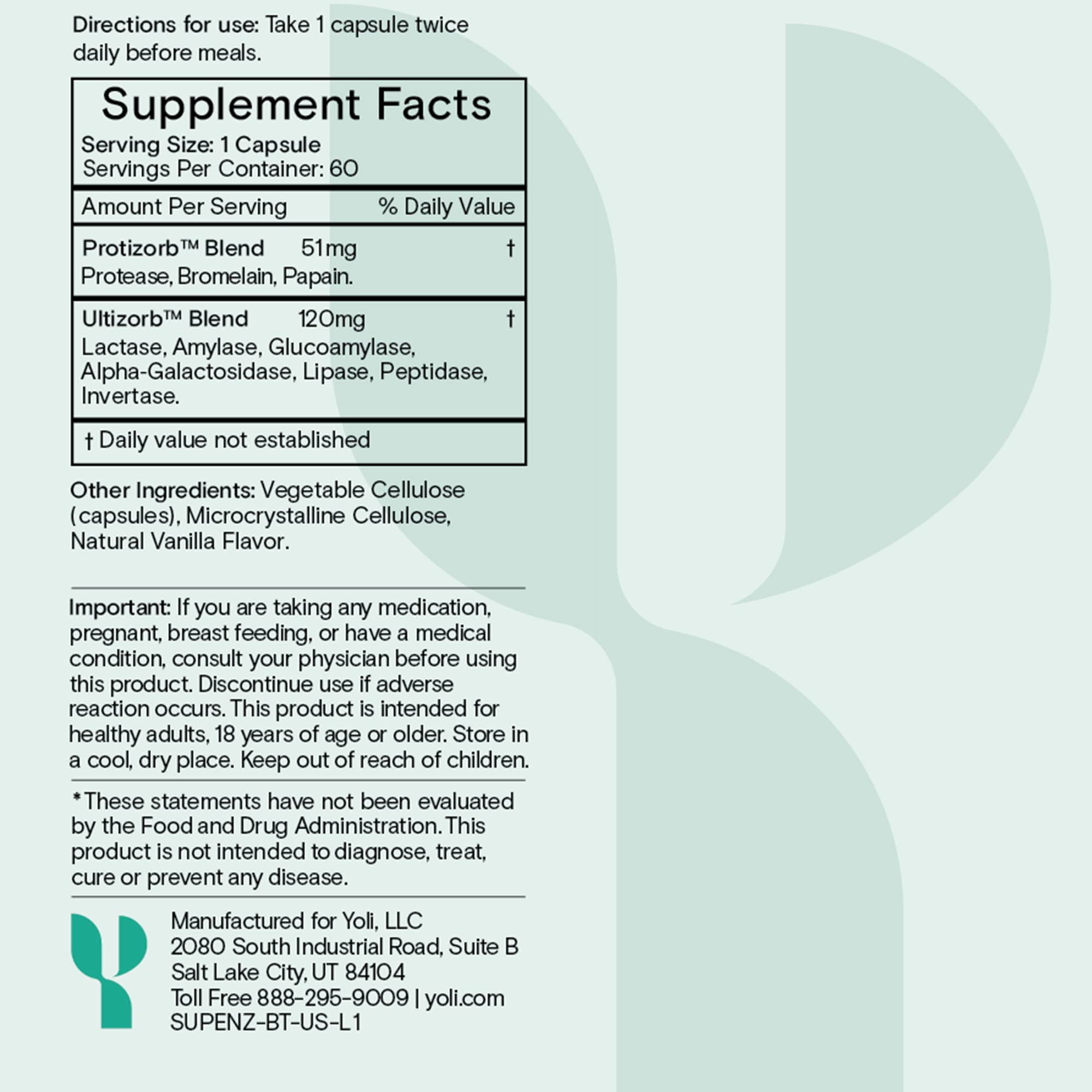 Yoli Enzyme product label