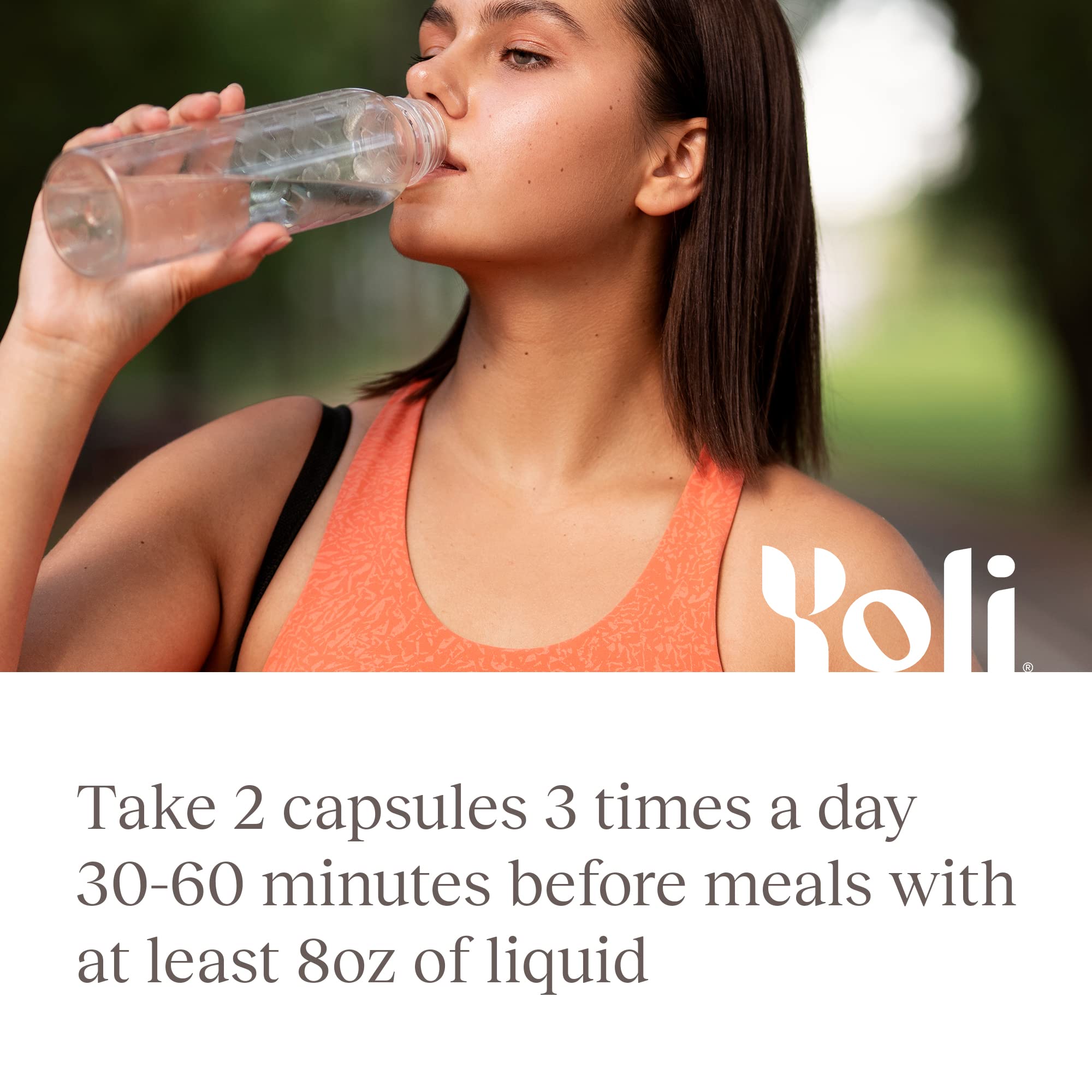 Hand holding Yoli Resolve capsule before a meal showing pre-meal use
