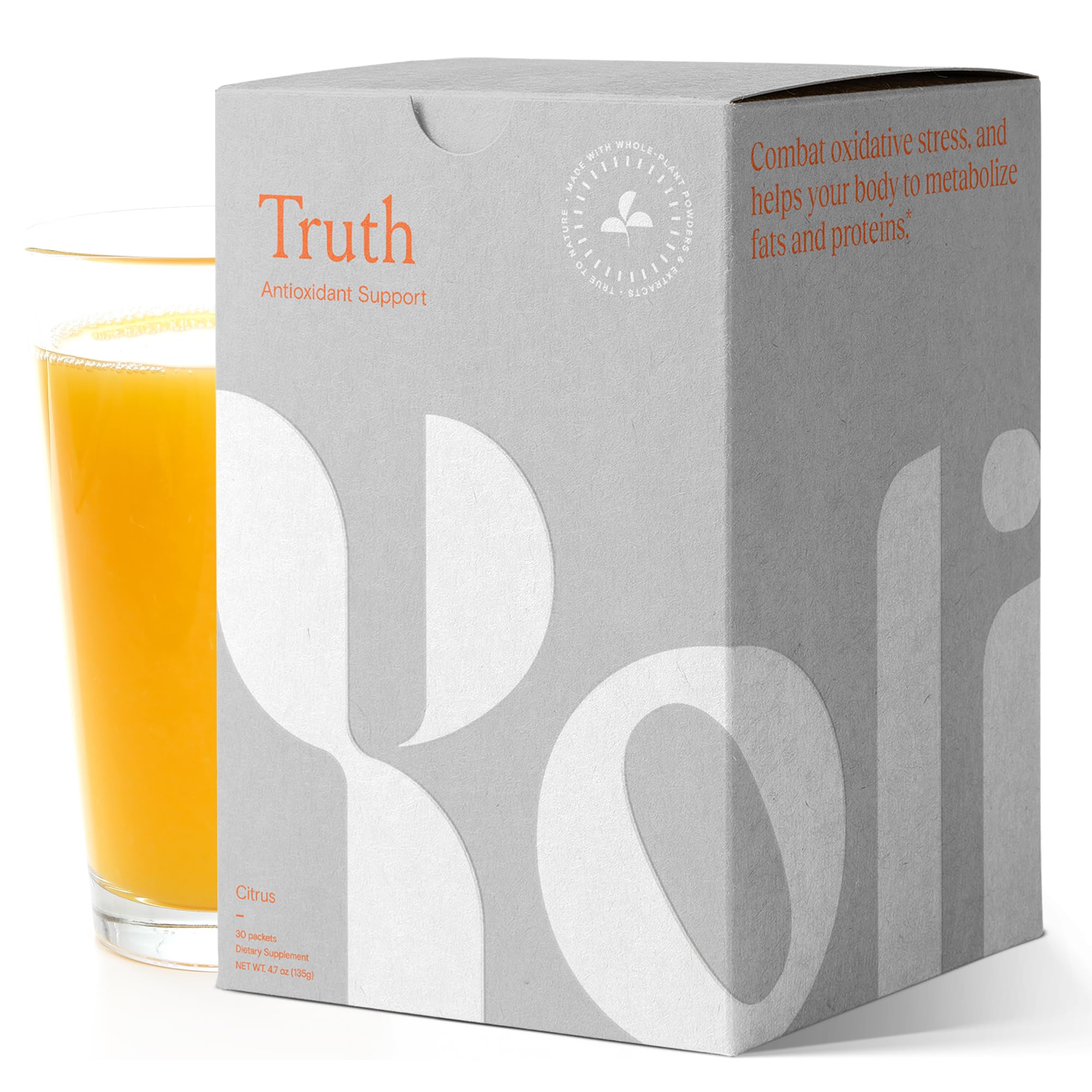 Close-up of Yoli Truth Citrus packaging label.