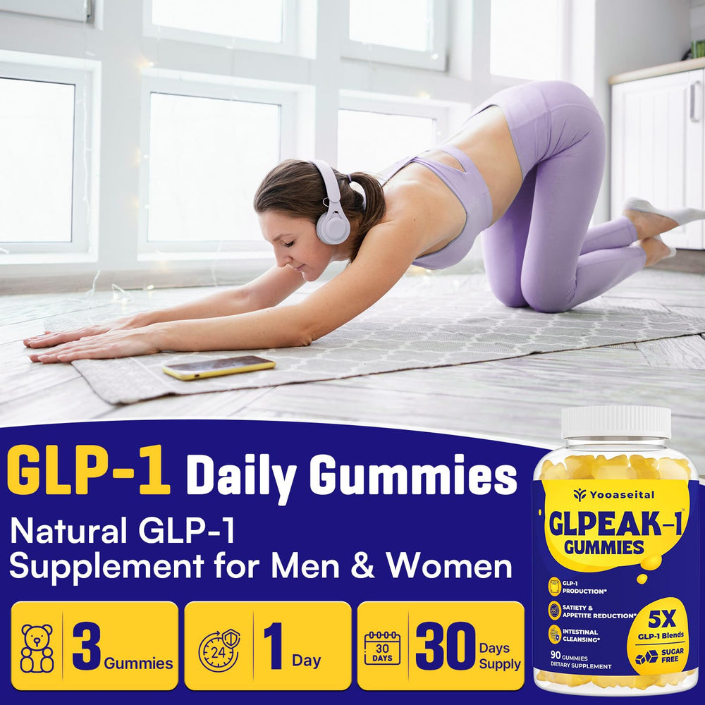 Yooaseital GLP-1 gummies serving size counting three per day.