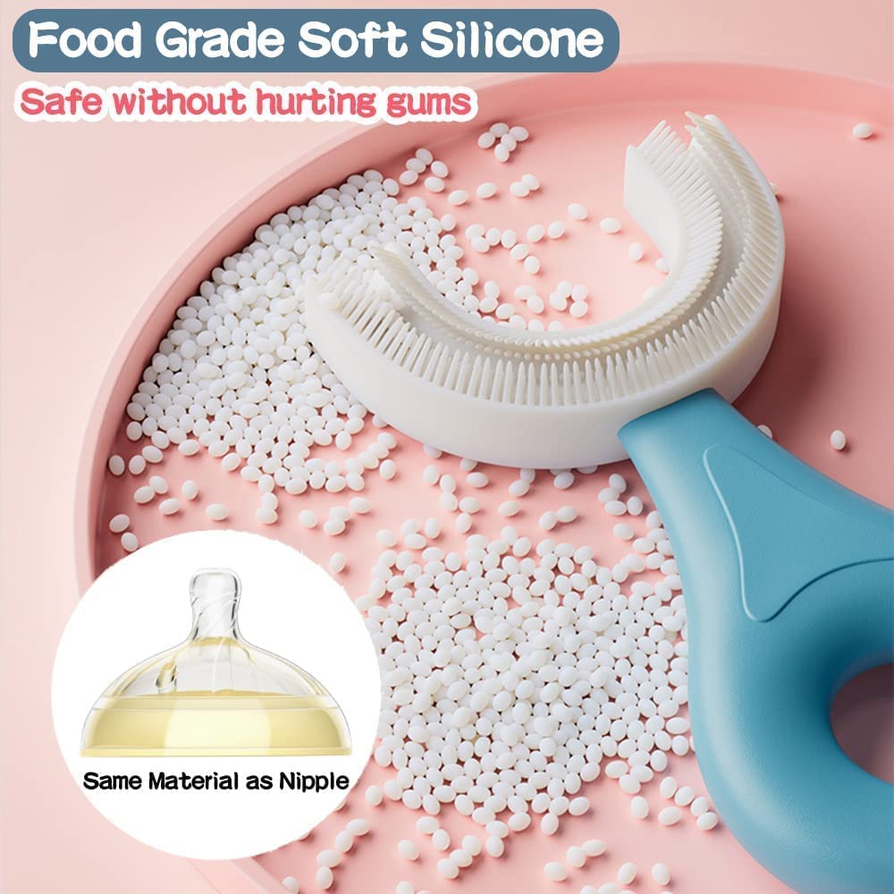 Side view showing silicone bristles on YOTEE U-Shaped Kids Toothbrush