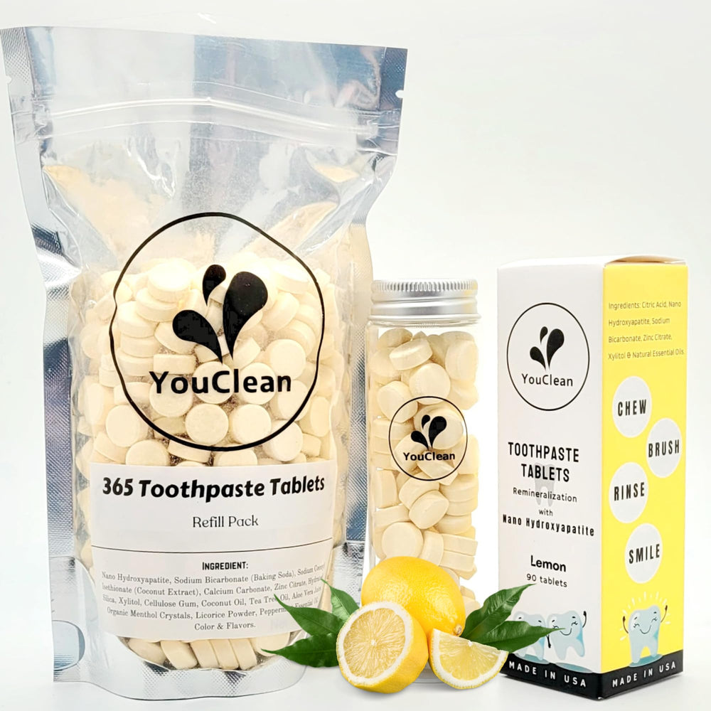 Foaming action highlighting natural ingredients for YouClean tablets