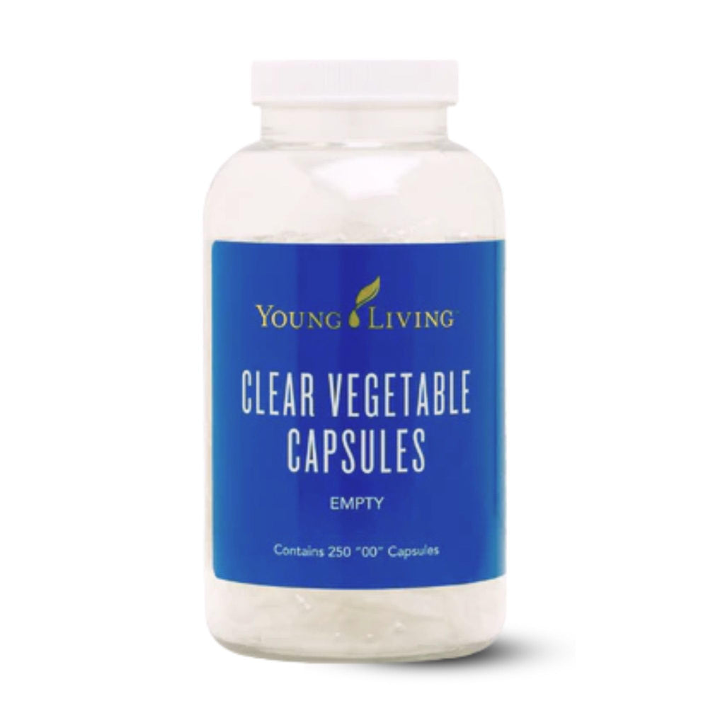 Young Living Clear Vegetable Capsules 250 ct bottle – vegan-friendly, non-GMO