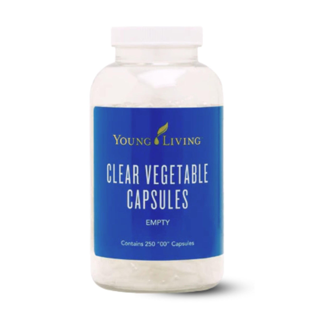 Young Living Clear Vegetable Capsules 250 ct bottle – vegan-friendly, non-GMO