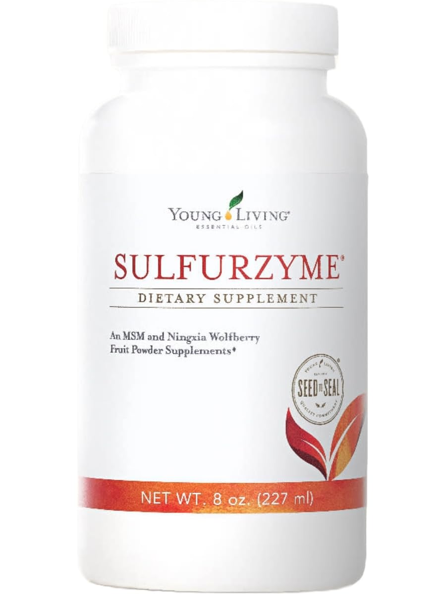 Front view of Young Living Sulfurzyme Powder 8 oz container