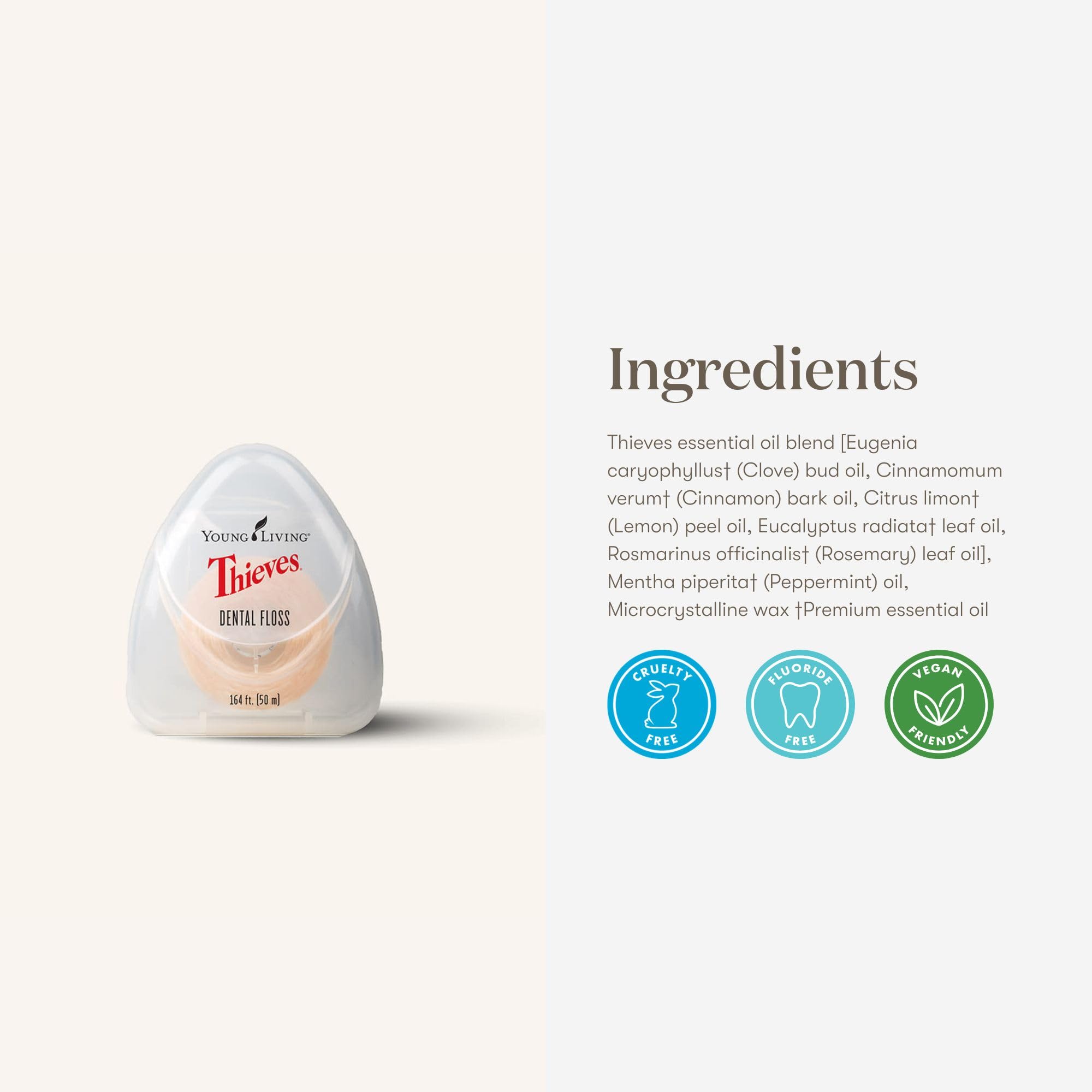 Two-pack Young Living Thieves Dental Floss in packaging