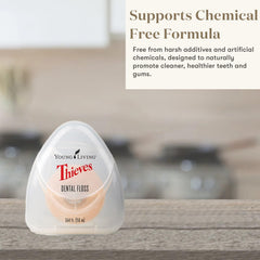 Close-up of floss with Thieves essential oil blend