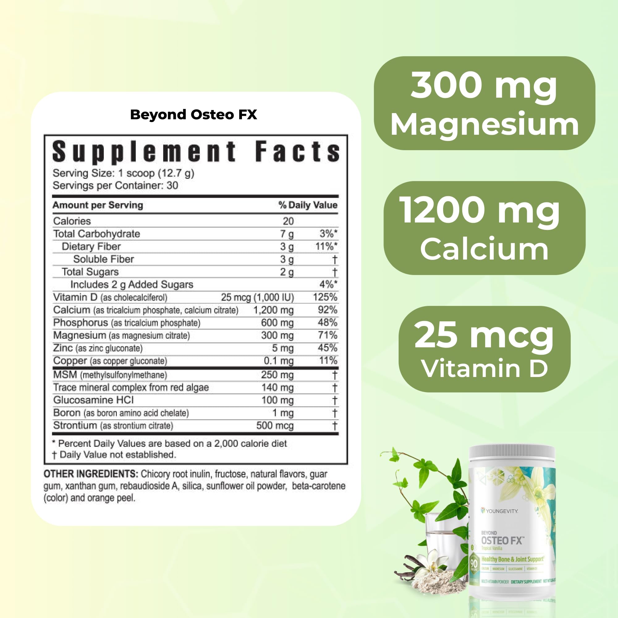 Close-up of the label on Beyond Osteo FX Tropical Vanilla