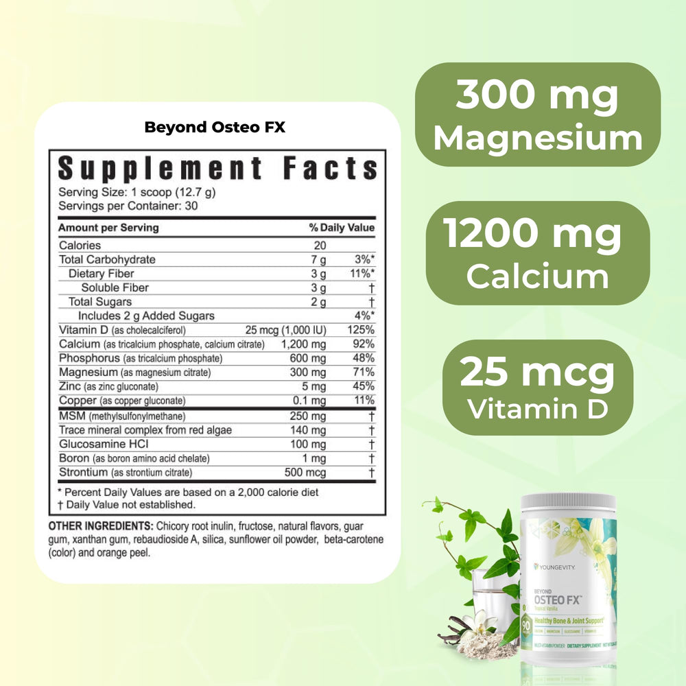 Close-up of the label on Beyond Osteo FX Tropical Vanilla