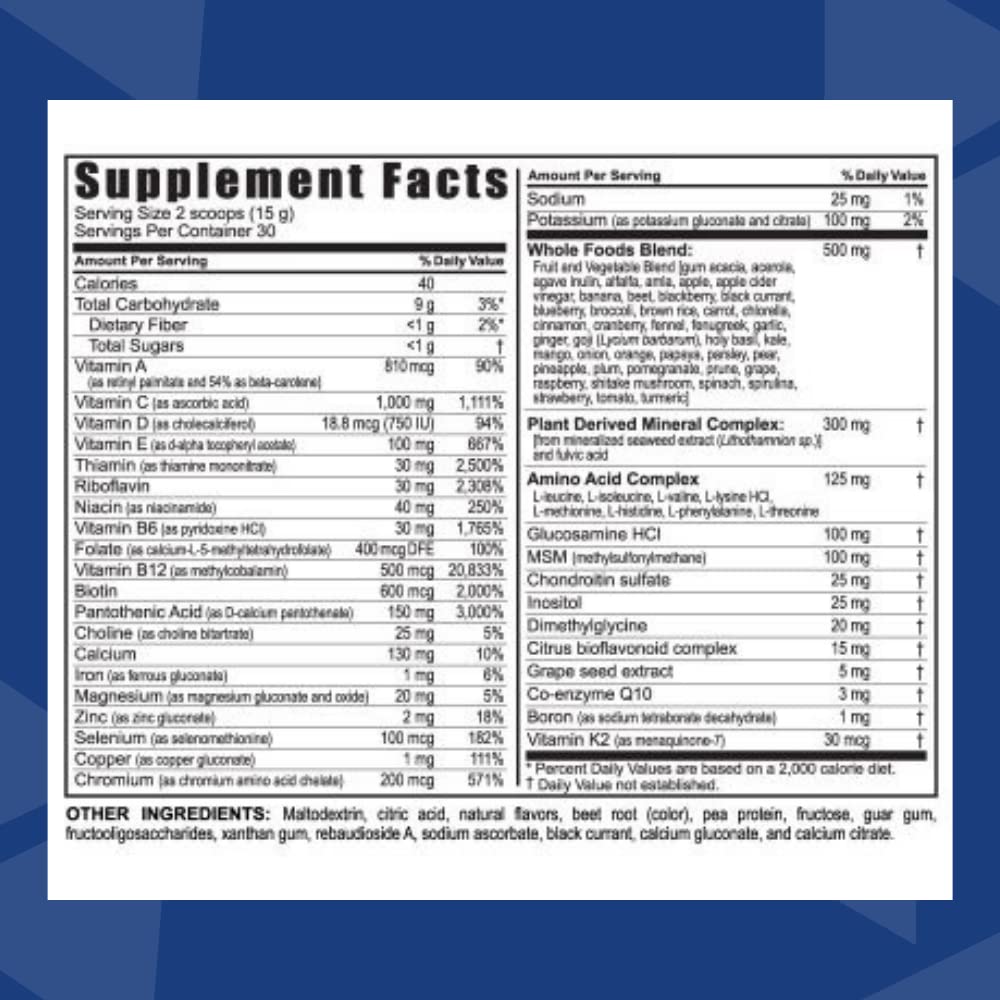 Nutrition label for Beyond Tangy Tangerine Original Formula