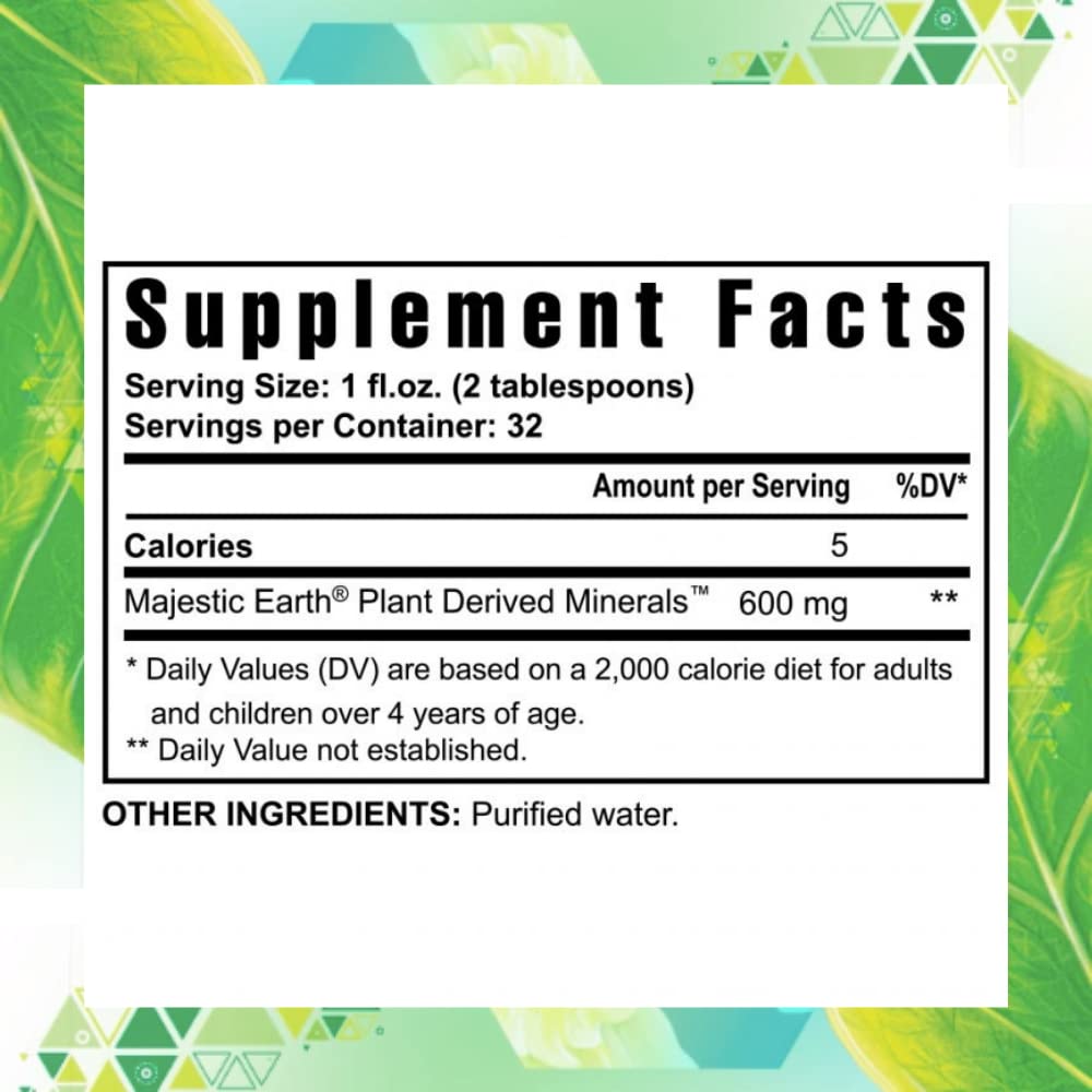 Close-up of bottle label showing 77+ minerals and 19,000 mg plant solids