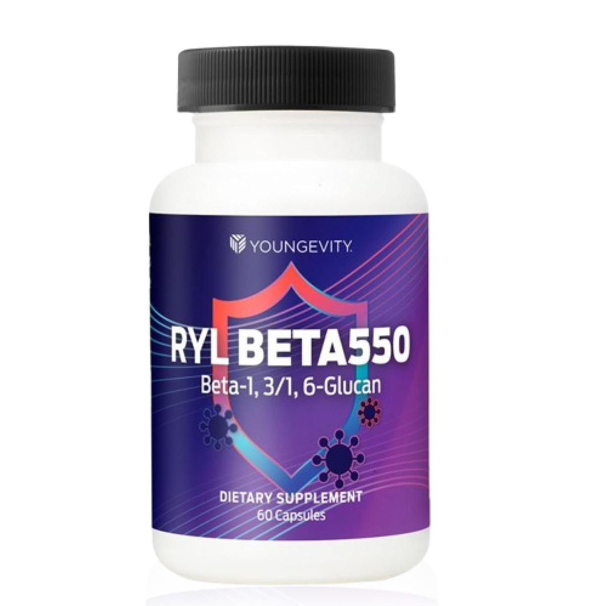Front view of Youngevity RYL Beta550 Beta 1,3/1,6-Glucan Immune Support bottle