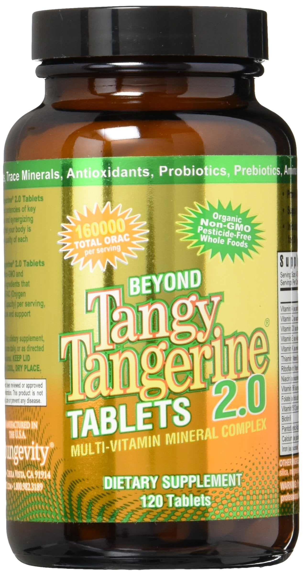 Nutrition facts panel for Tangy Tangerine 2.0