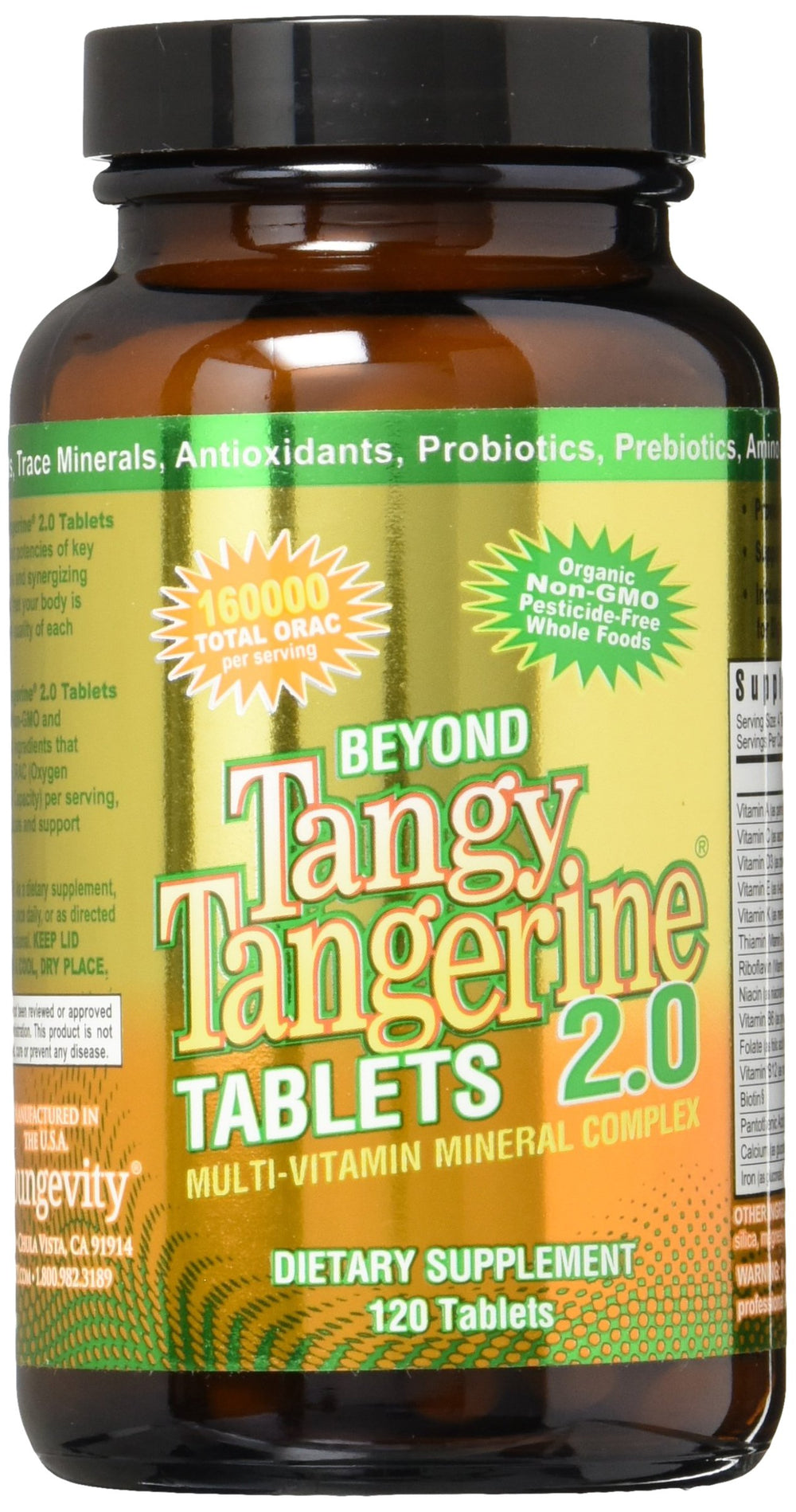 Nutrition facts panel for Tangy Tangerine 2.0