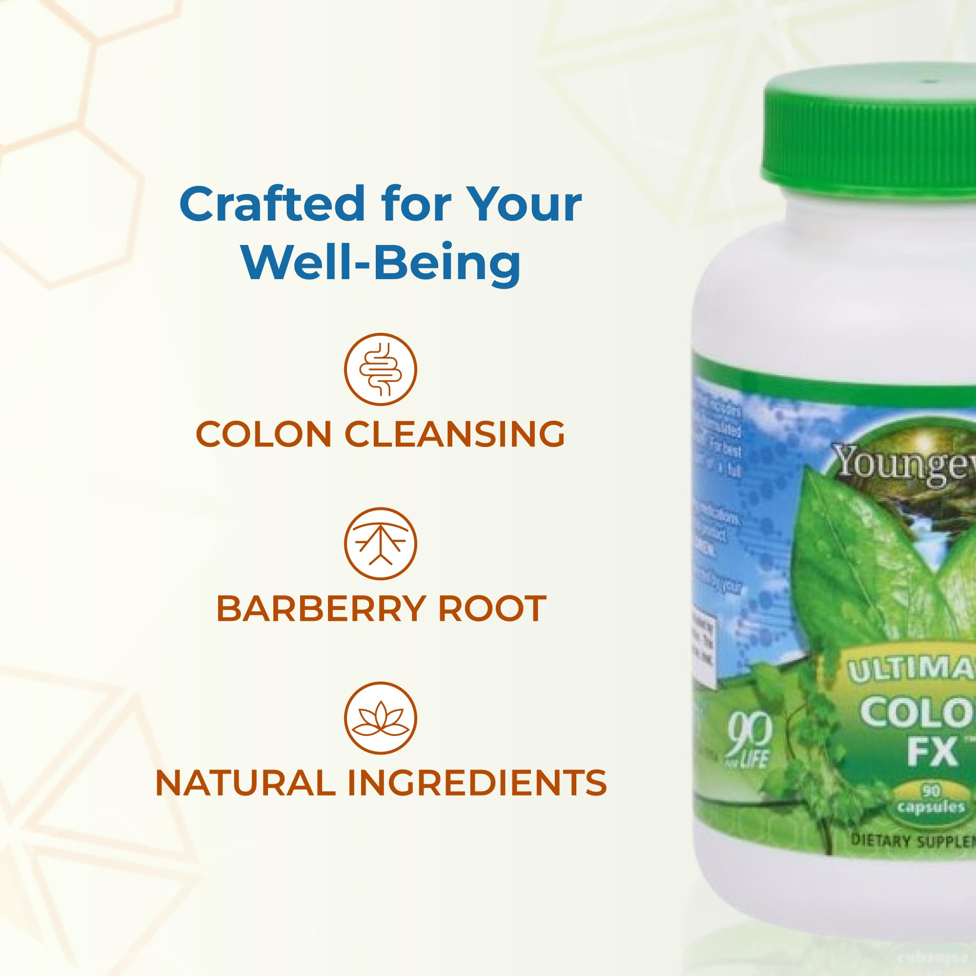 Youngevity product bottle beside a glass of water