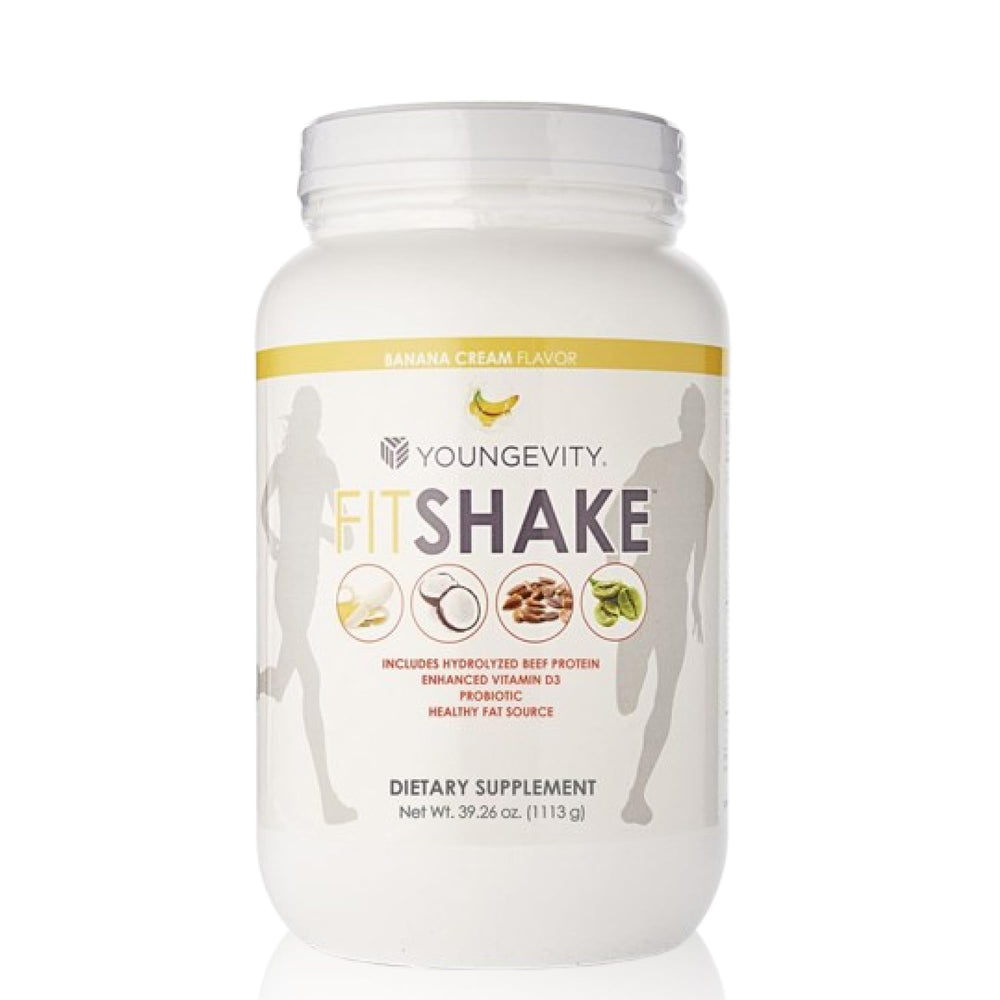 Youngevity FitShake Banana Cream 2.4 lb tub front
