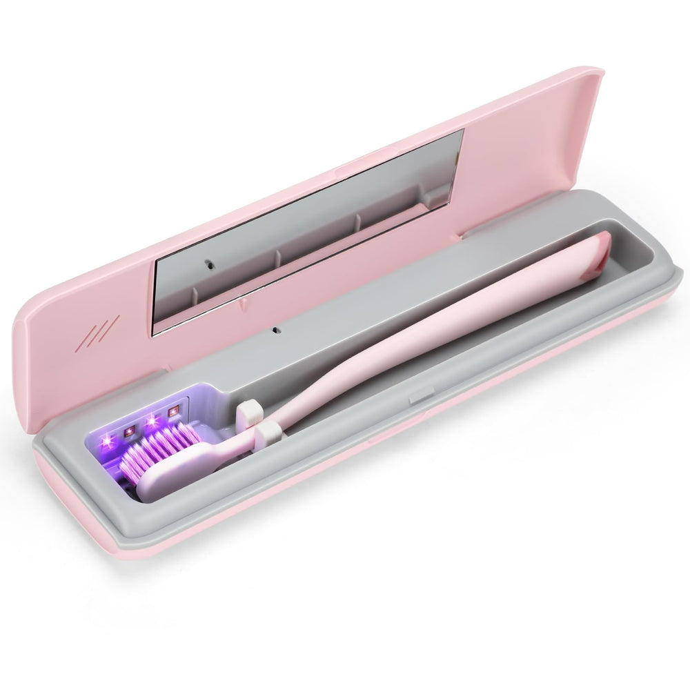 Pink YourMate Toothbrush Sanitizer Case – front view