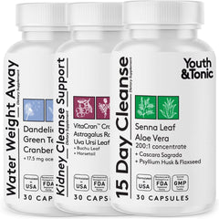 Youth & Tonic detox bottle and packaging on a white background