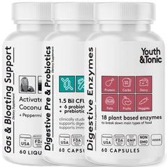 Youth & Tonic Digestion bottle and label on white background