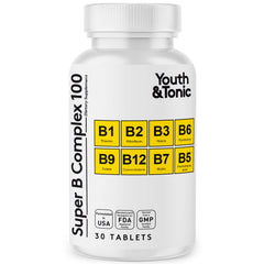 Youth & Tonic front packaging showing full B-100 benefits and branding