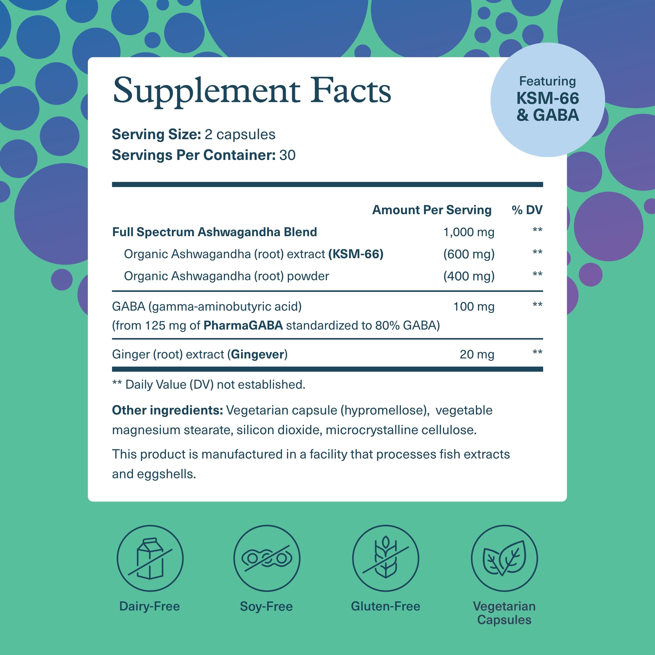 Close-up of Youtheory Ashwagandha + GABA capsules