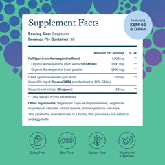 Close-up of Youtheory Ashwagandha + GABA capsules