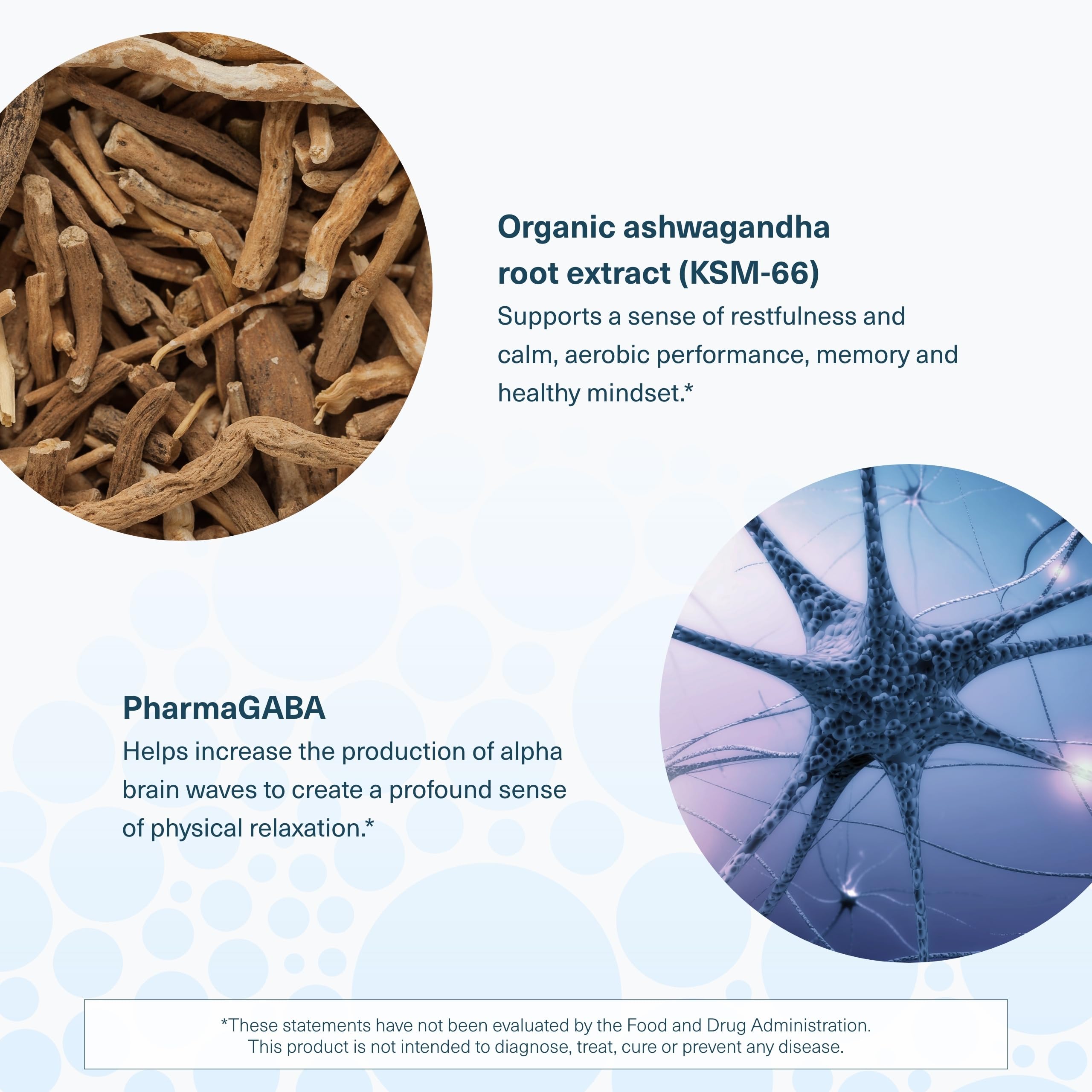 Organic KSM-66 Ashwagandha and GABA ingredients