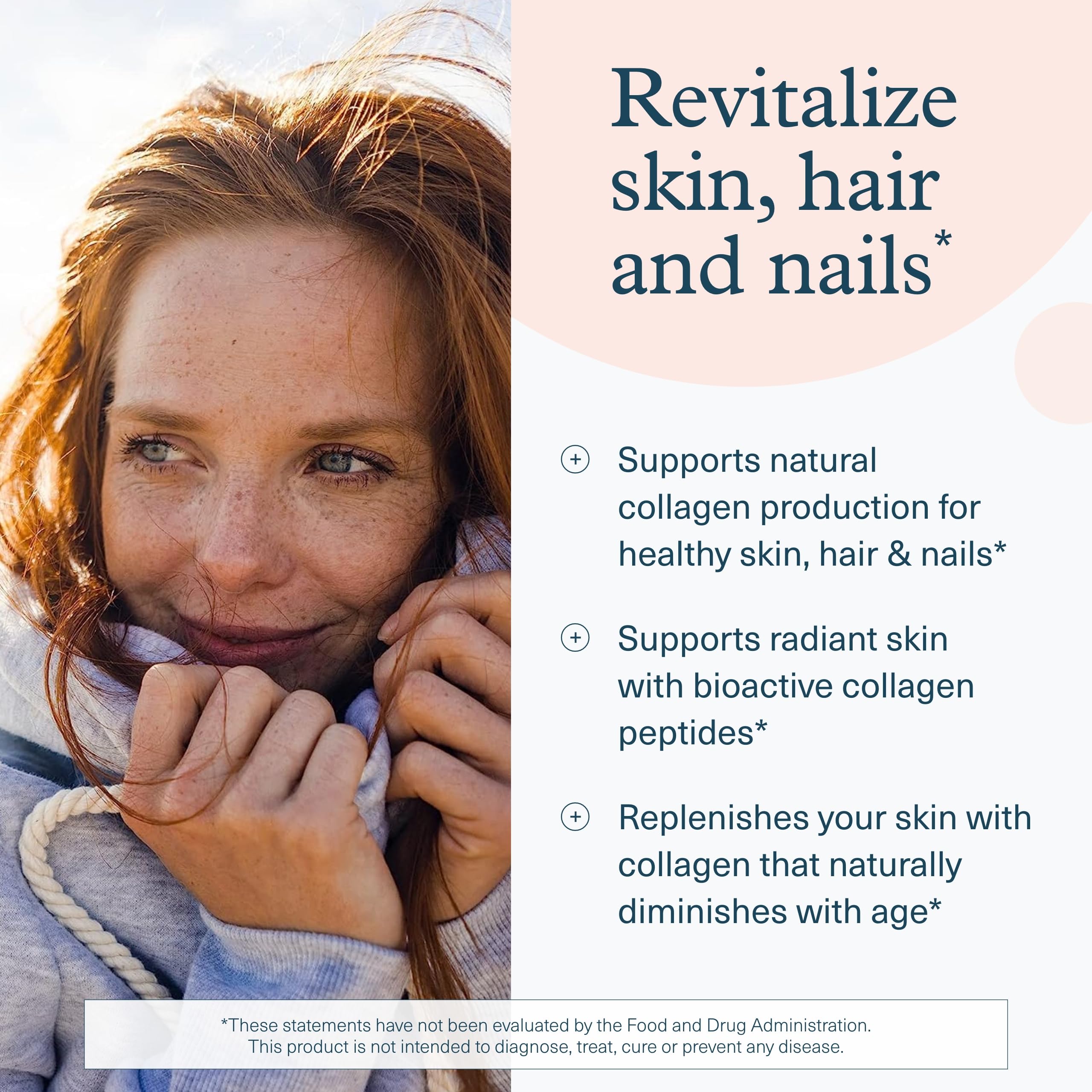 Youtheory Advanced Collagen tablets closeup highlights hydrolyzed peptides.