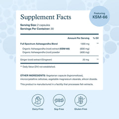 Side label detail of Youtheory Ashwagandha bottle