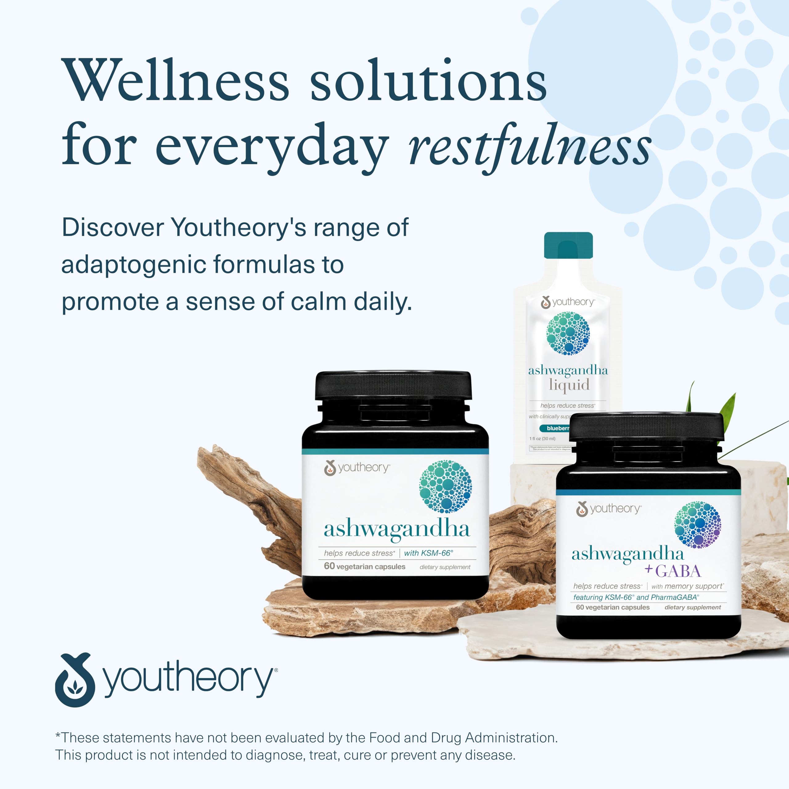 Premium packaging and Youtheory branding convey trusted herbal wellness.