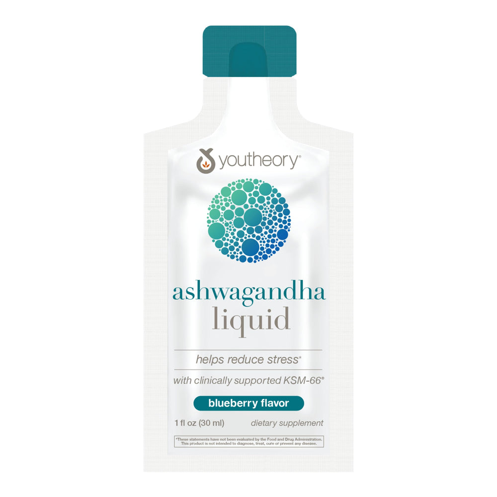Bottle of Youtheory Ashwagandha Liquid with organic KSM-66