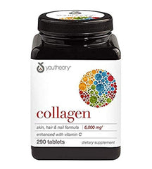 Bottle of Youtheory Collagen Type I, II & III – 290 tablets