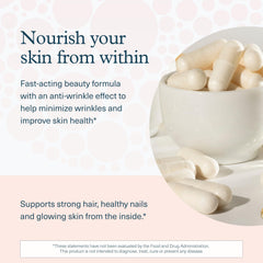 Concept image: healthy hair and nails with collagen supplement