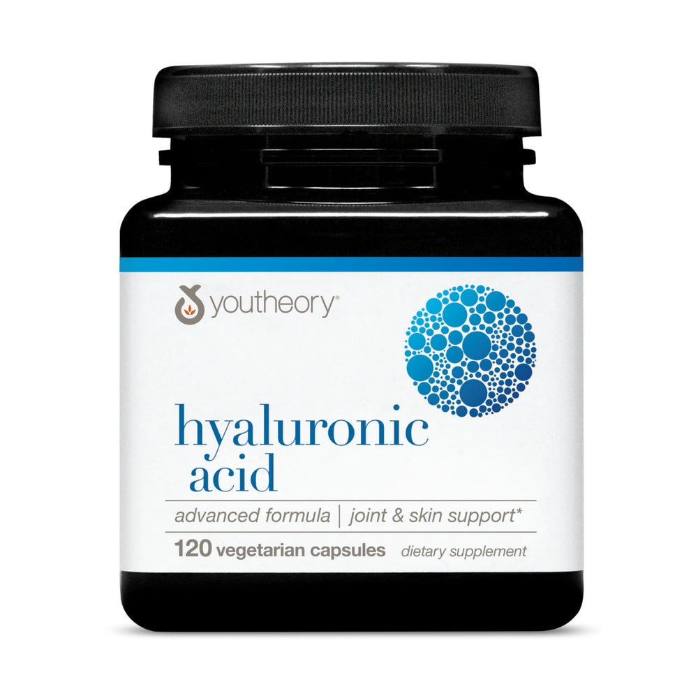 Youtheory Hyaluronic Acid Advanced Formula bottle and capsules