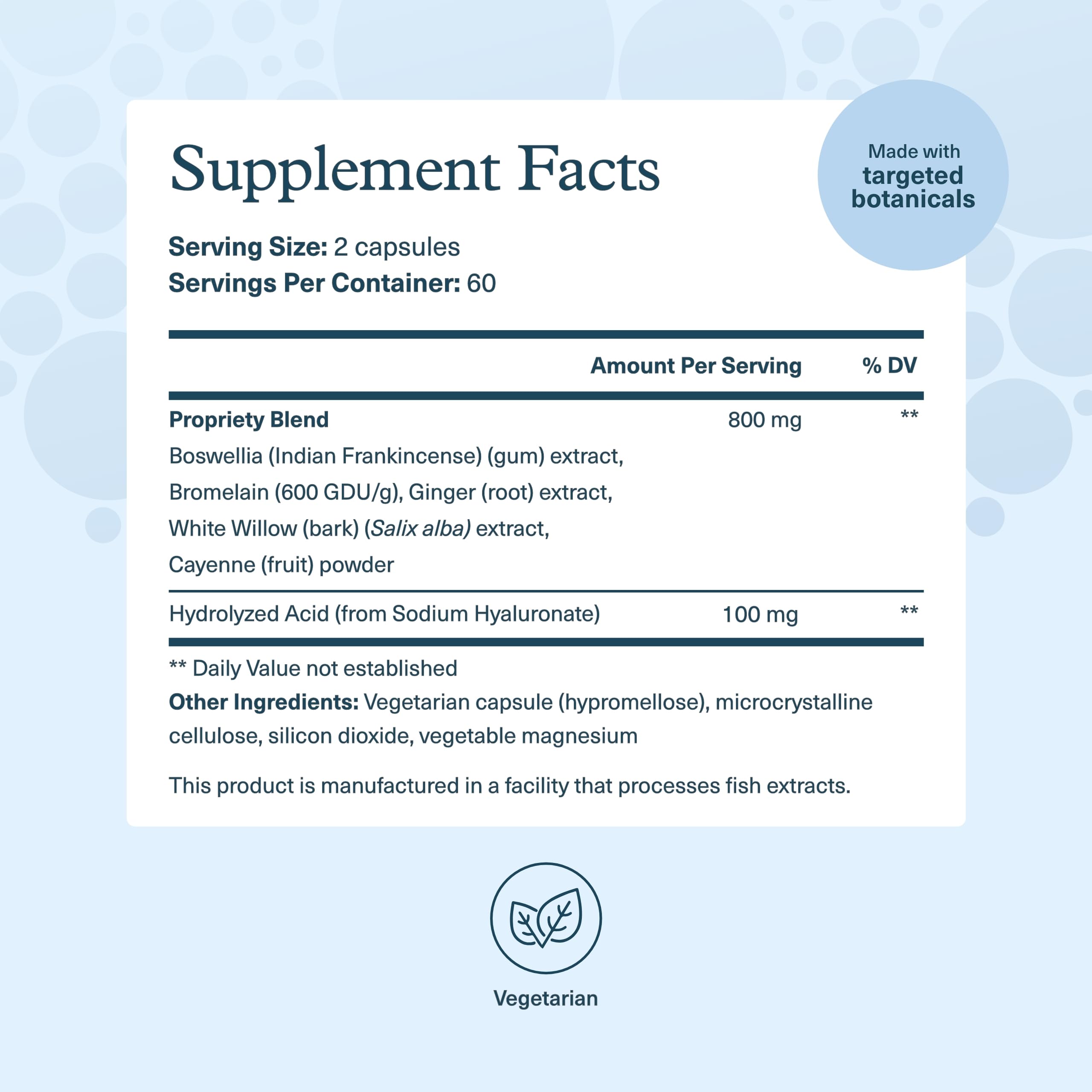 Label focusing on hyaluronic acid content