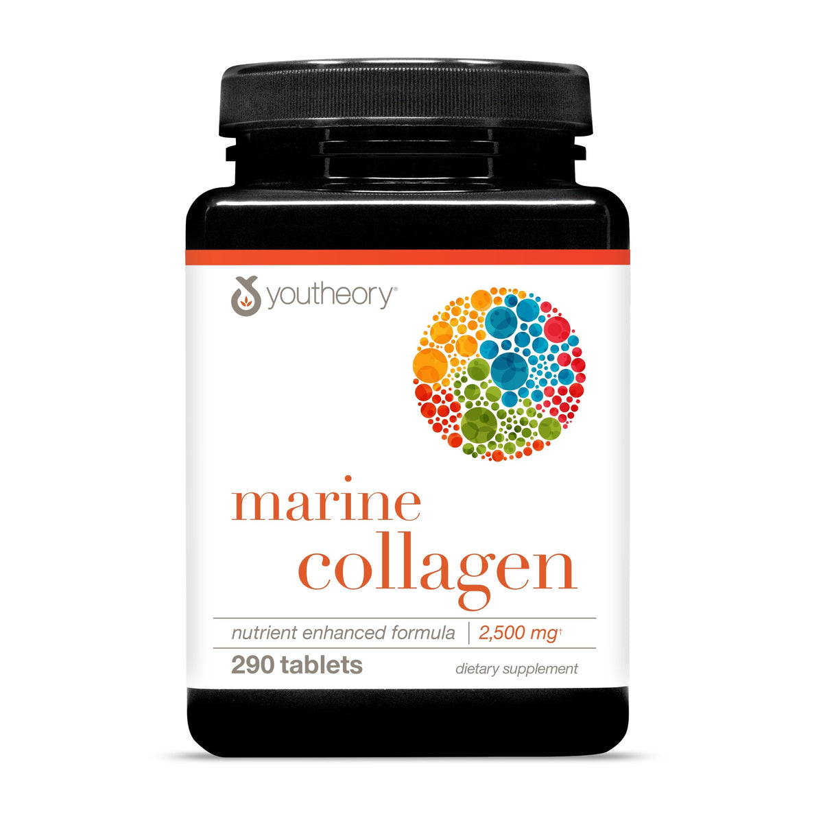 Front view of Youtheory Marine Collagen bottle