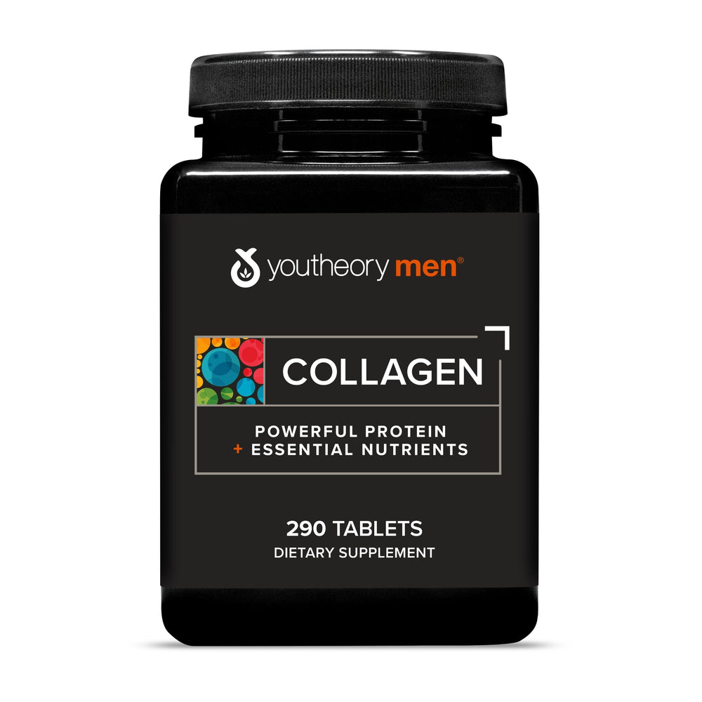 Youtheory Men's Collagen bottle label showing 5,000 mg per serving