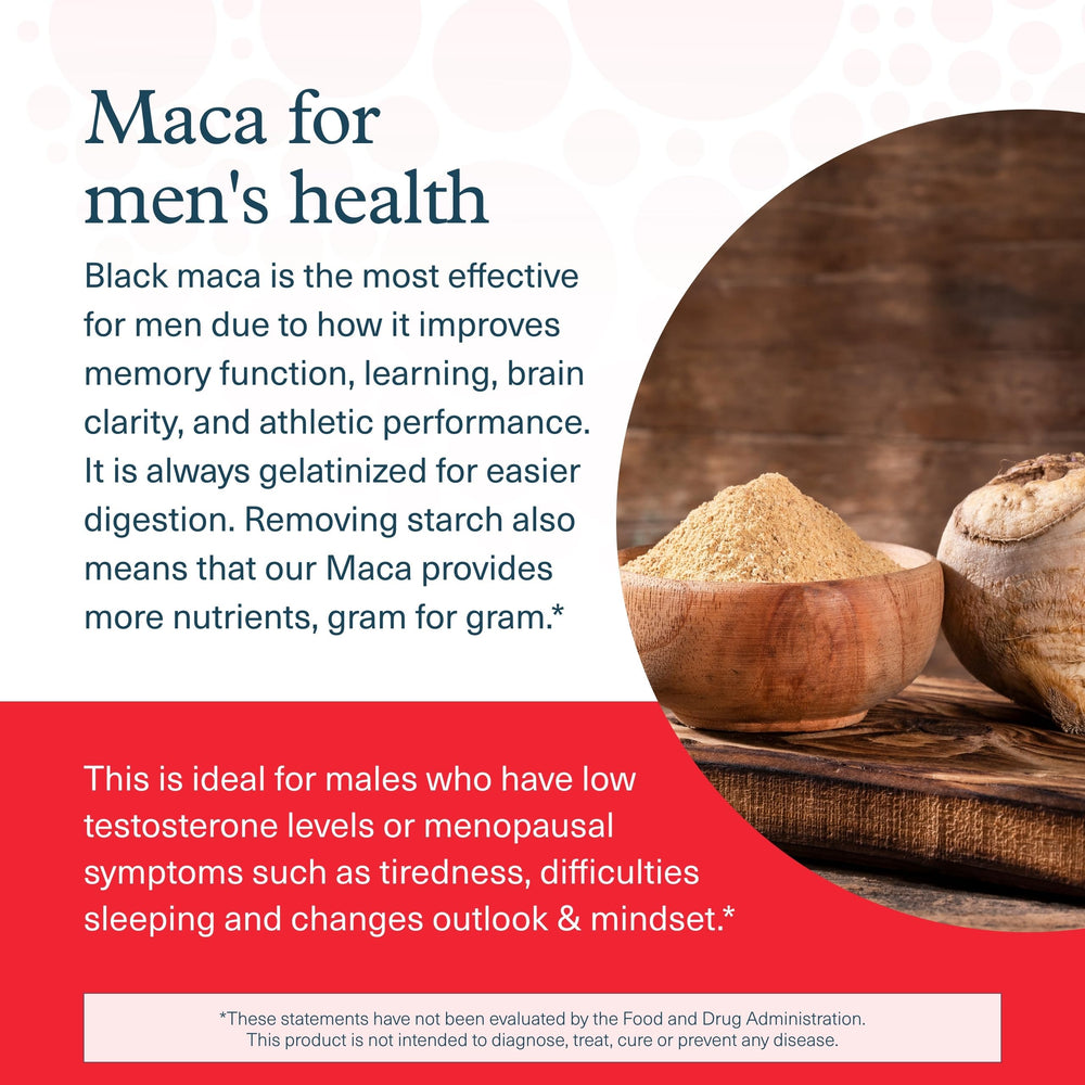 Close-up of maca root capsules