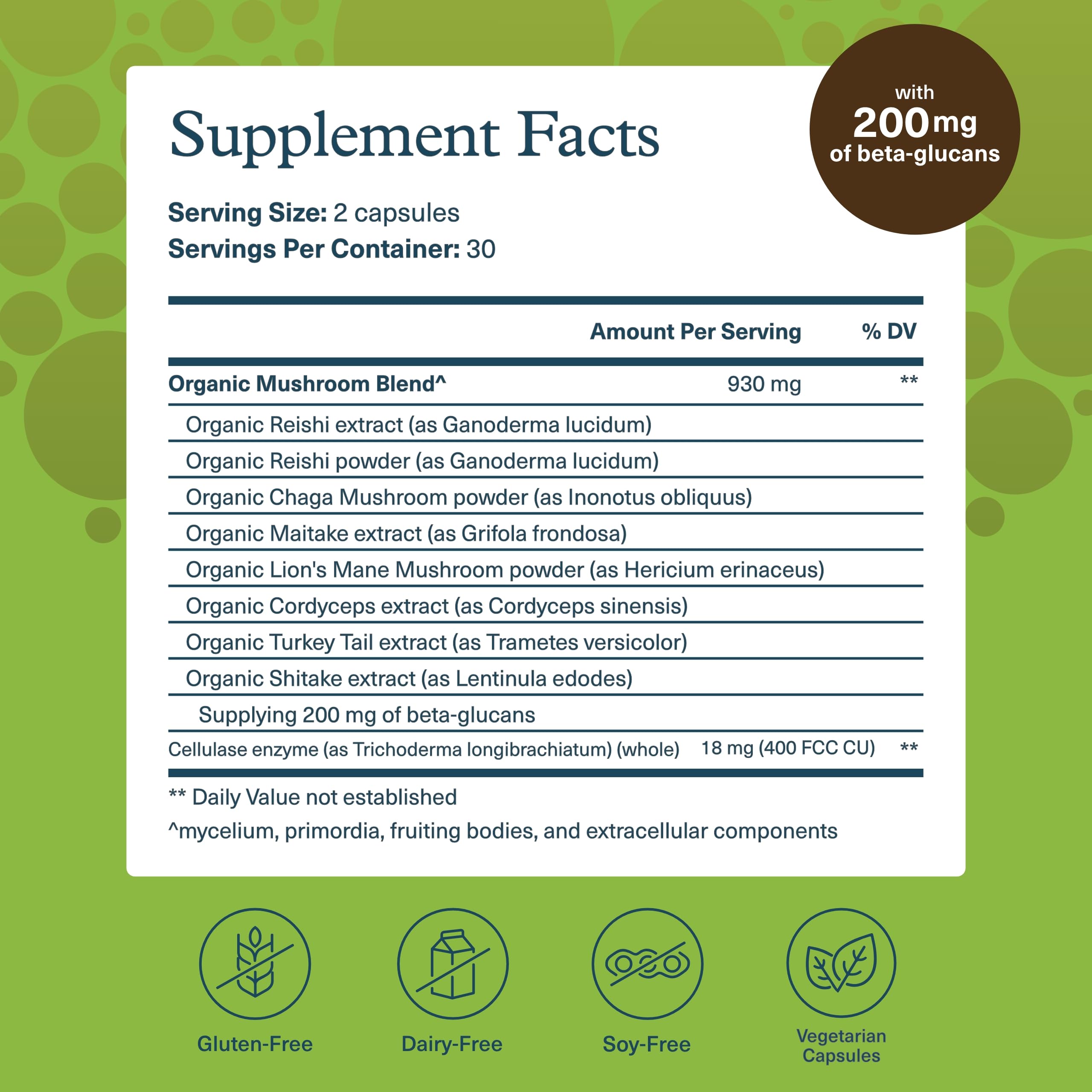 Close-up of 60 vegetarian capsules