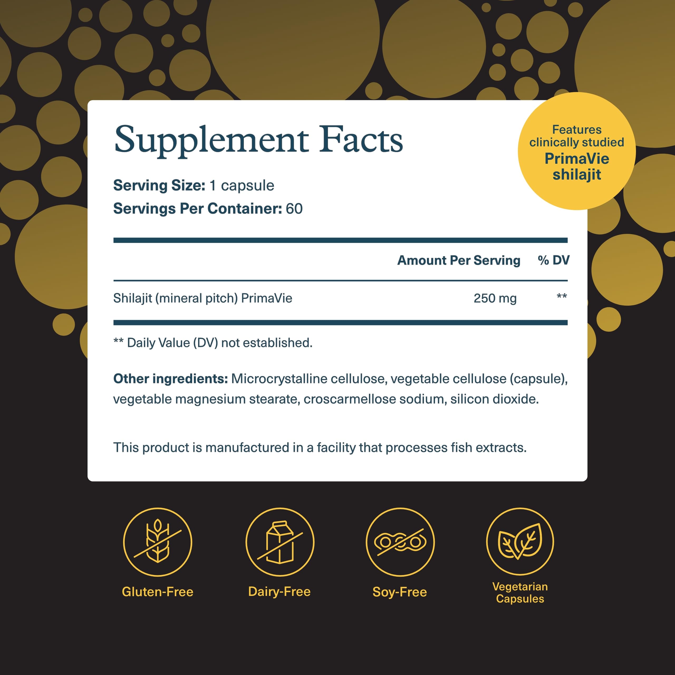 Close-up of Youtheory Shilajit 250 mg capsules