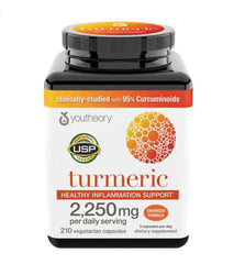 Youtheory Turmeric Curcumin with BioPerine bottle – 210 capsules