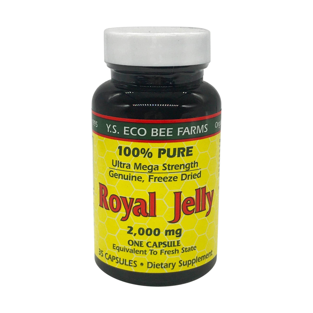 YS BEE Farms Pure Royal Jelly Capsules bottle front view