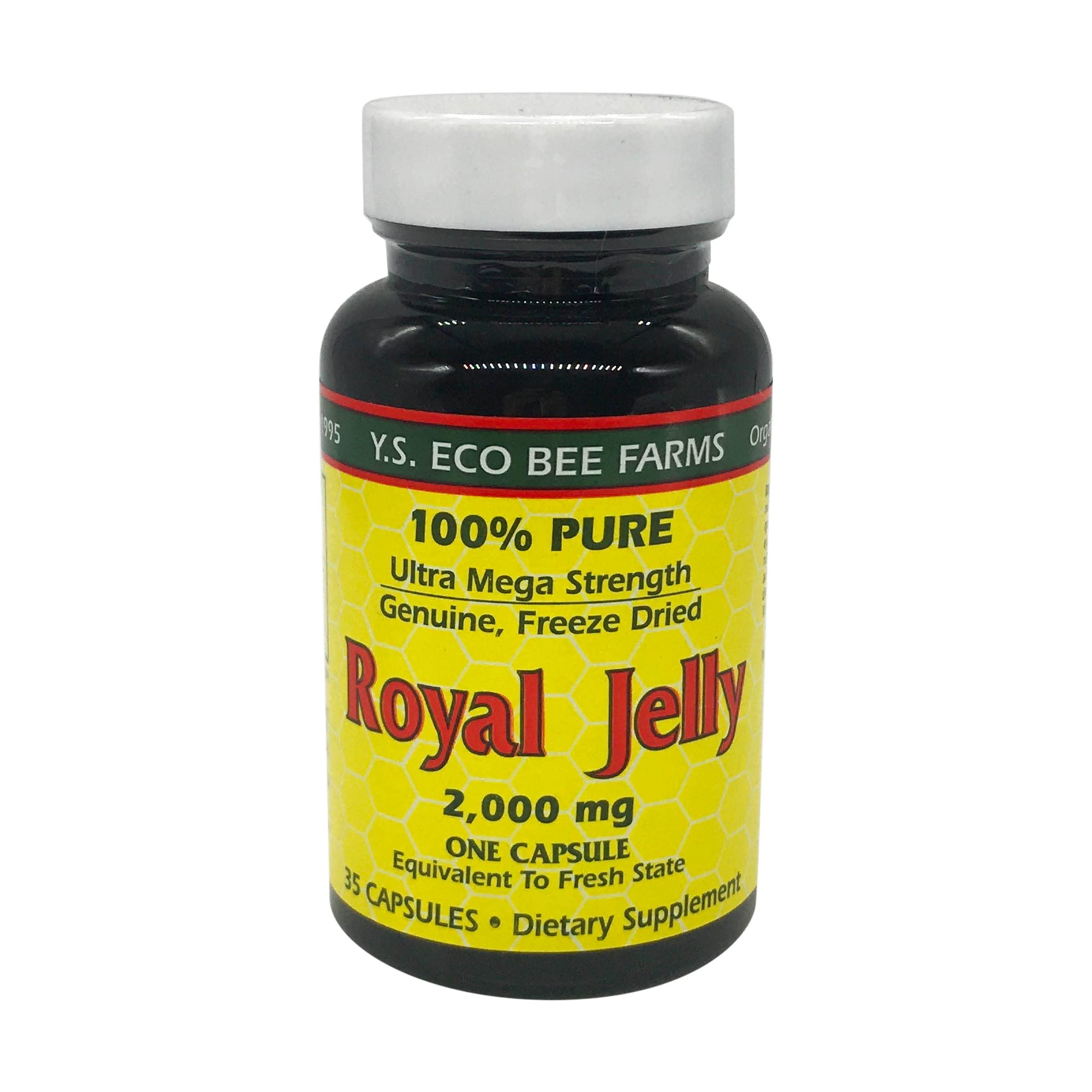 YS BEE Farms Pure Royal Jelly Capsules bottle front view