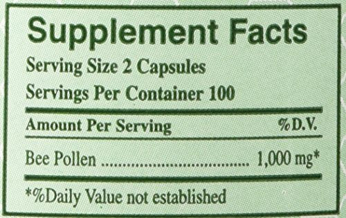 Bee pollen capsules close-up 1000mg